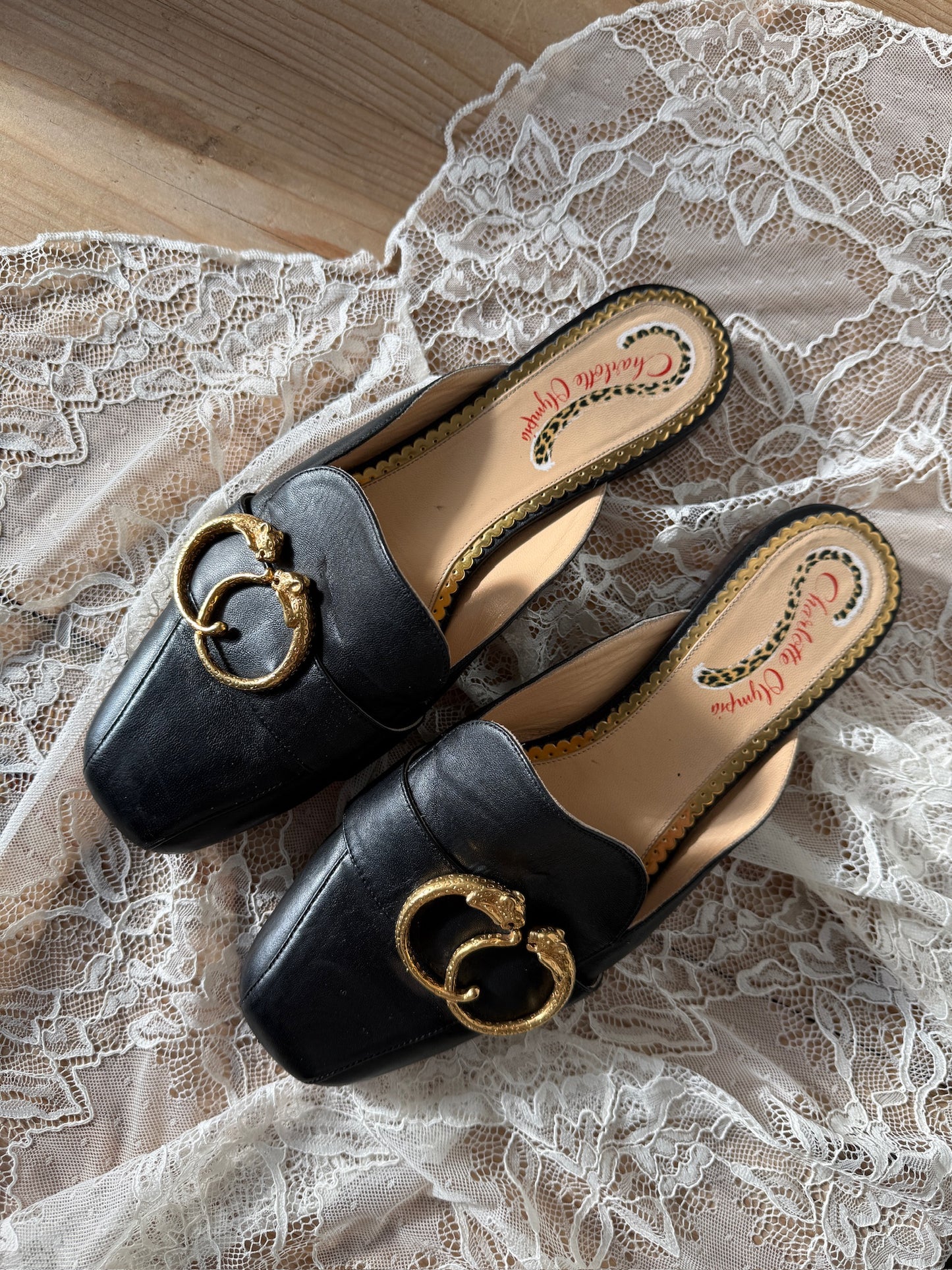 Charlotte Olympia Buckle Detail Mules