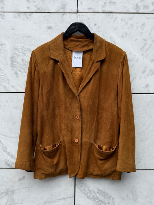 Jakke skinn semsket cognac