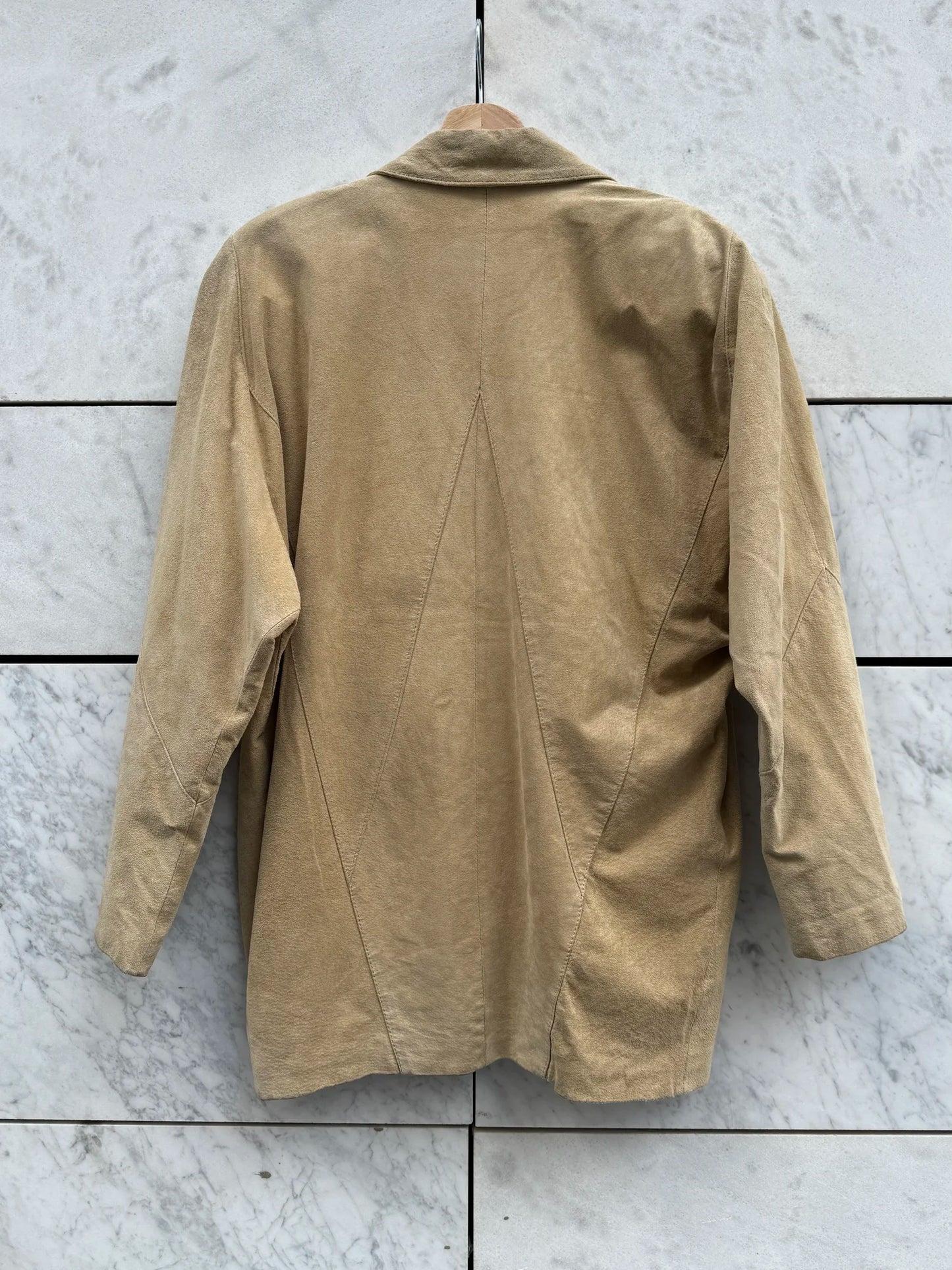 Jakke beige semsket skinn oversized