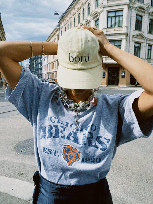 Borti caps lys gul/mørk blå logo