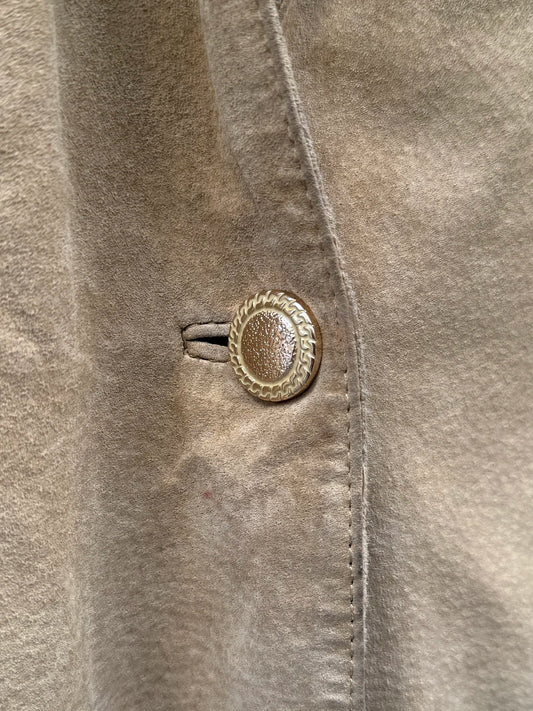 Jakke beige semsket skinn oversized