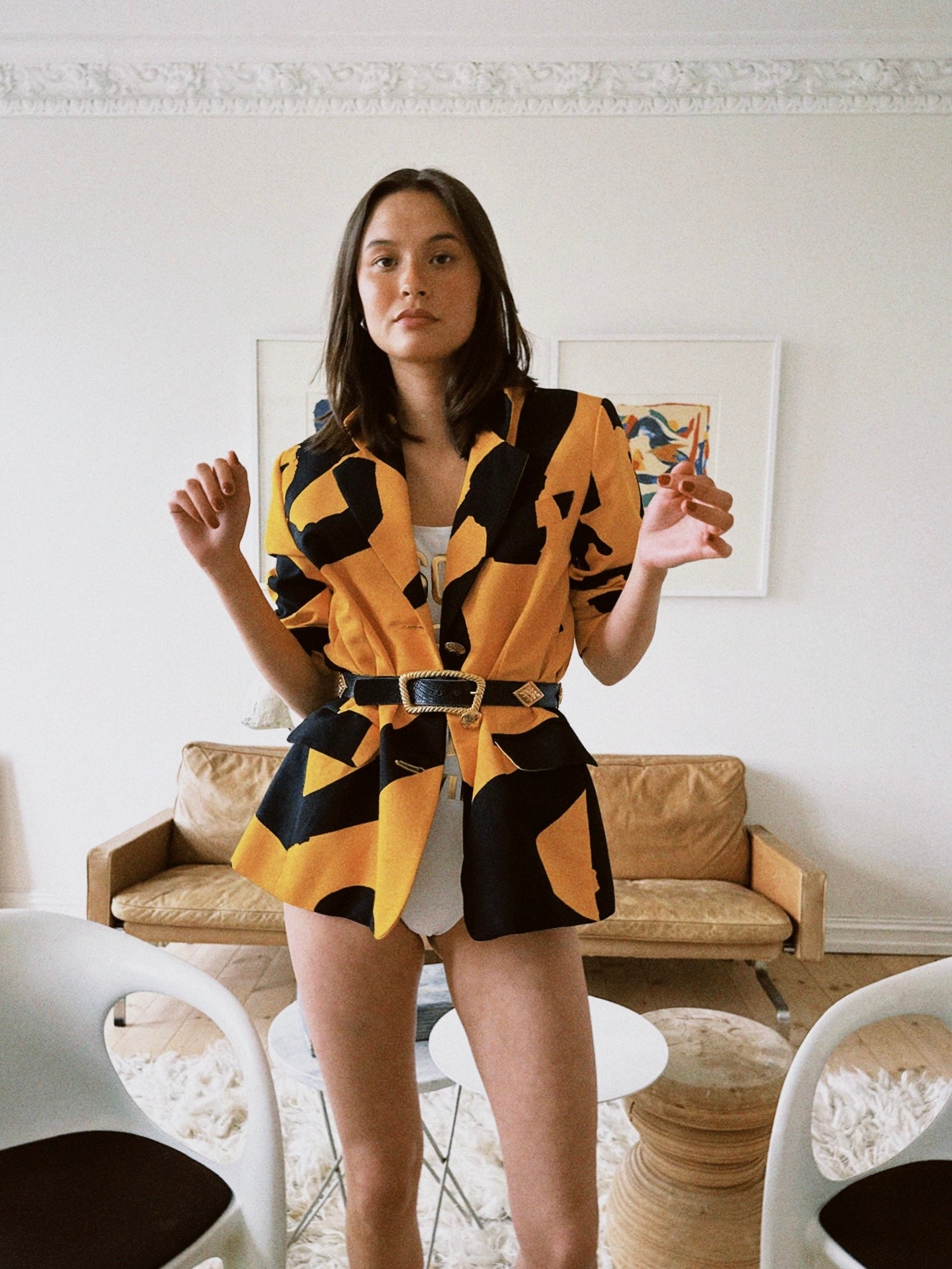 Blazer med print Moschino