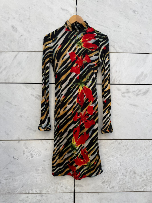 Kjole zebra/blomster Versace jeans couture