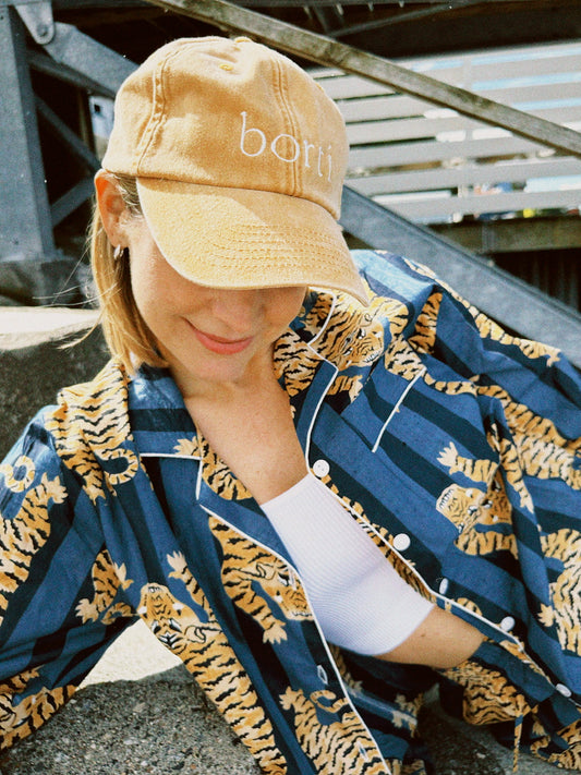 Borti caps "vintage" gul/hvit logo