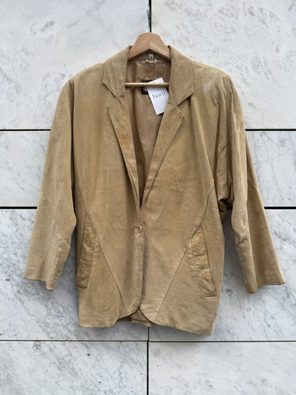 Jakke beige semsket skinn oversized