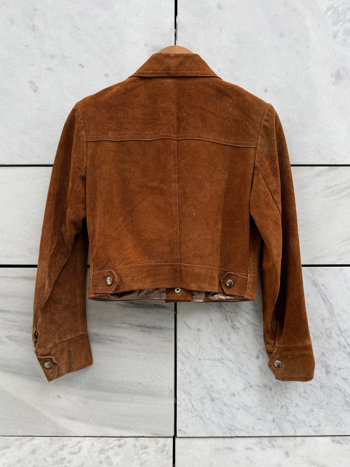 Jakke semsket skinn cognac