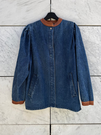 Jakke denim skinnkrage
