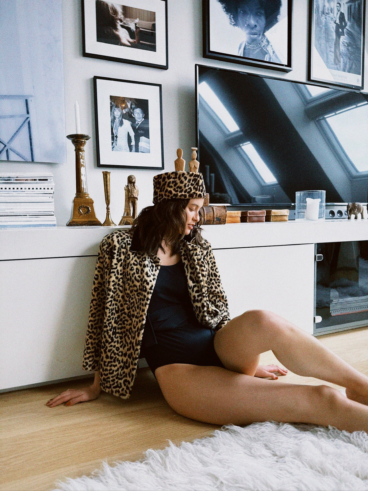 Jakke faux fur leopard