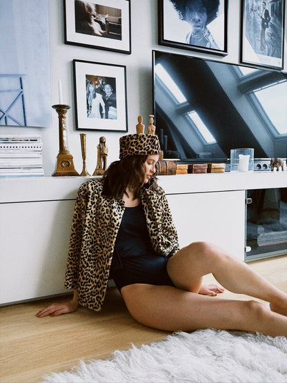 Jakke faux fur leopard
