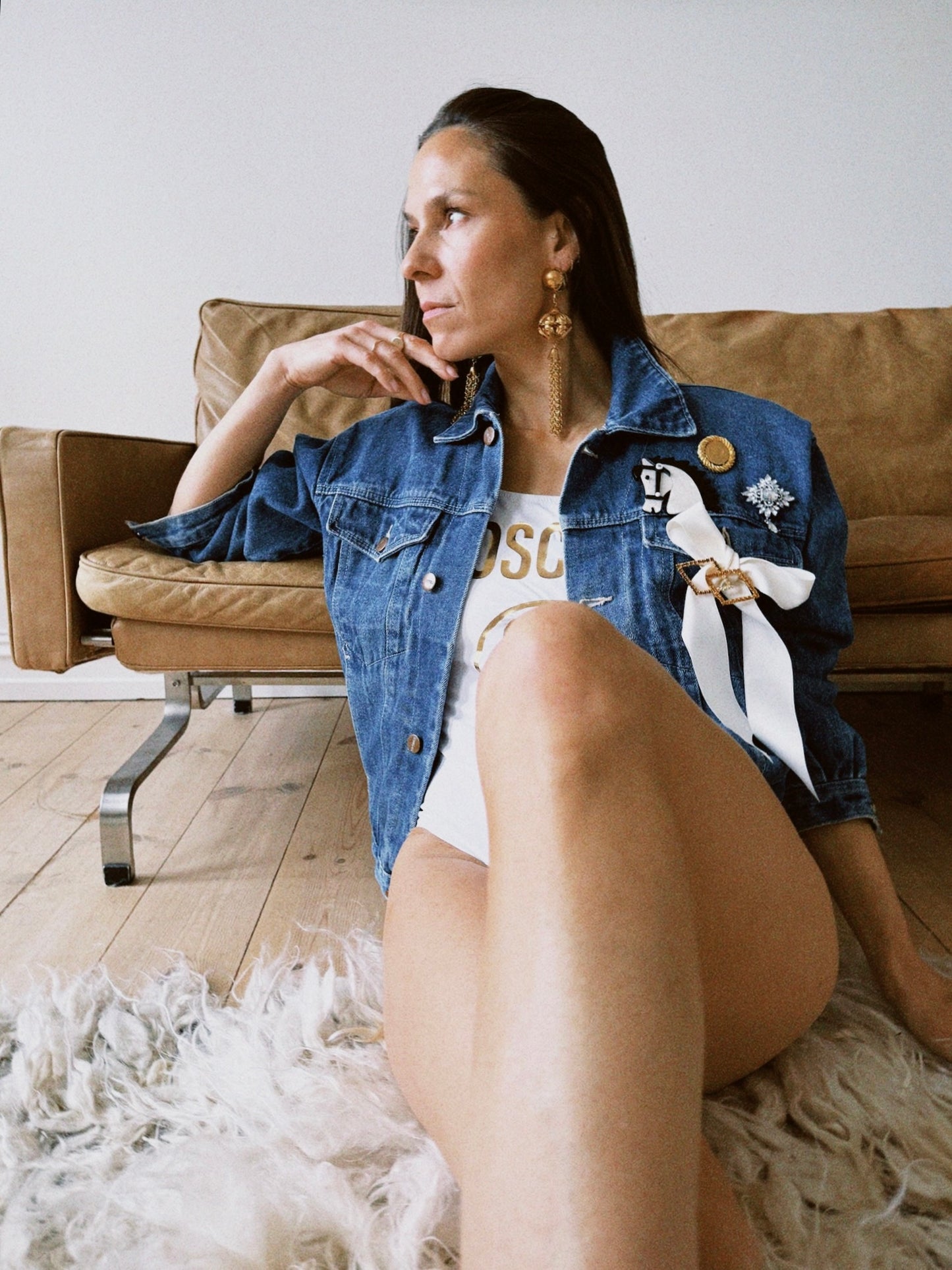 Denim jakke med bling