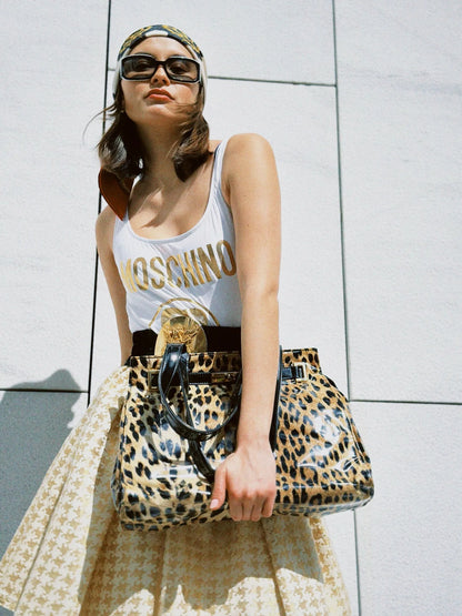 Veske vintage lakk leopard