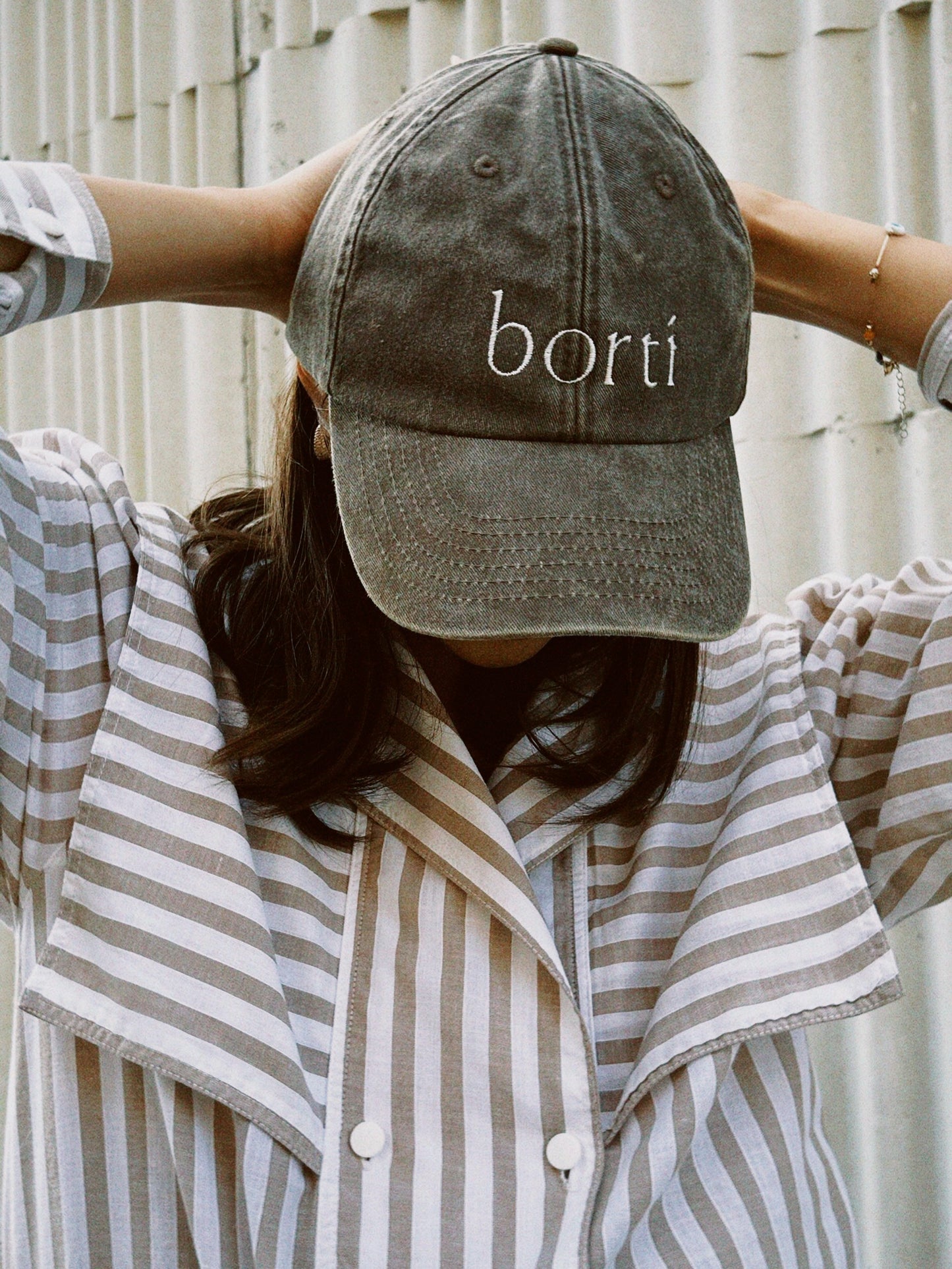 Borti caps "vintage" brun/hvit logo