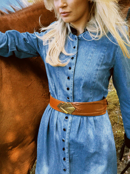 Kjole denim med fløyel