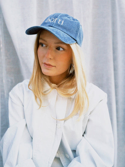 Borti caps "vintage" mørk blå/gul logo
