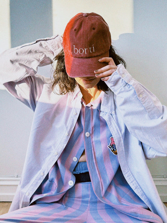 Borti caps "vintage" burgunder/hvit logo