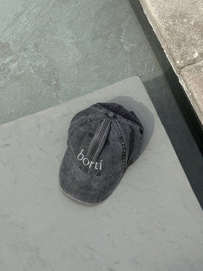 Borti caps "vintage" sort/hvit logo