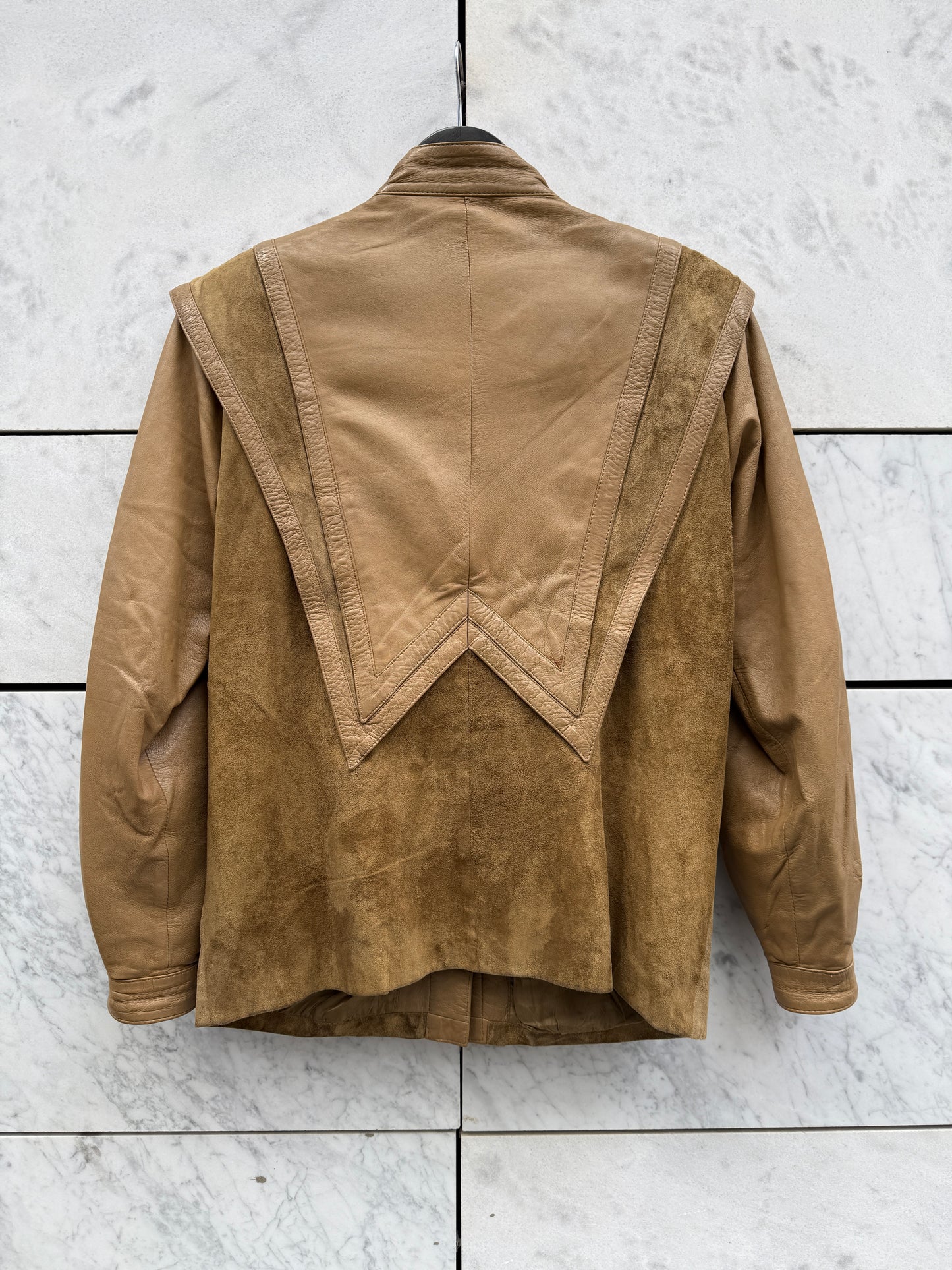 Jakke beige skinn/semsket
