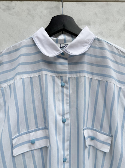 Bluse striper lysblå/ hvit