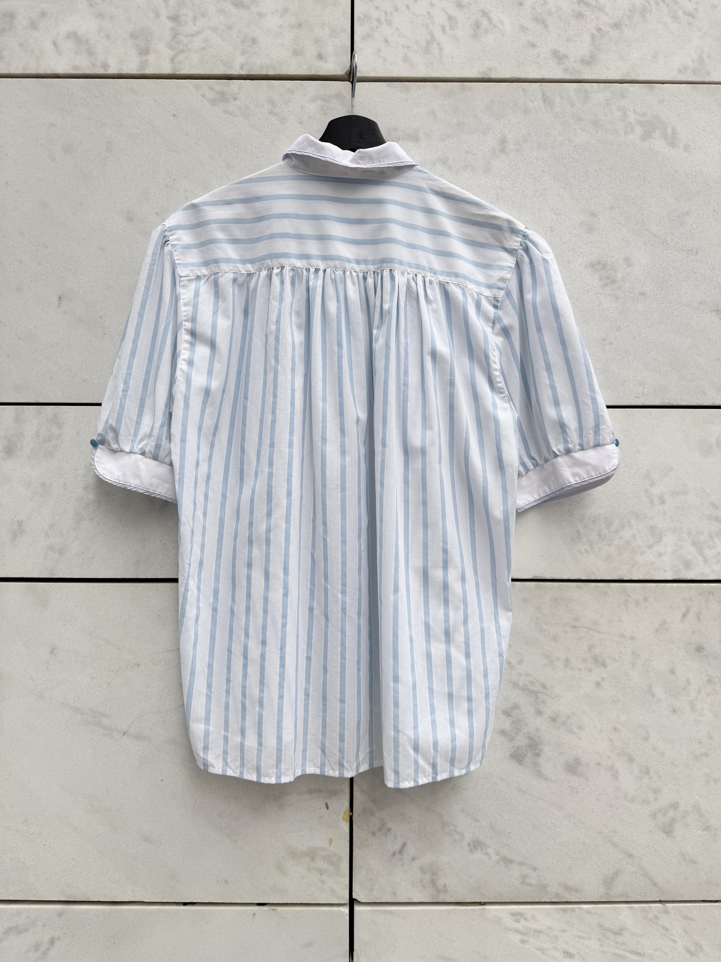 Bluse striper lysblå/ hvit