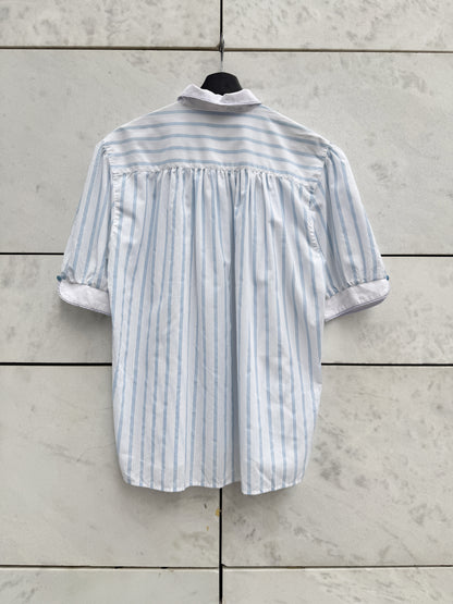 Bluse striper lysblå/ hvit