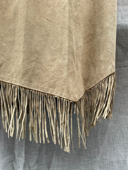 Skjørt semsket beige med frynser