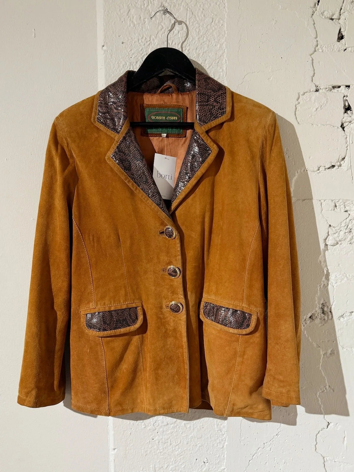 Jakke/blazer semsket skinn Cognac