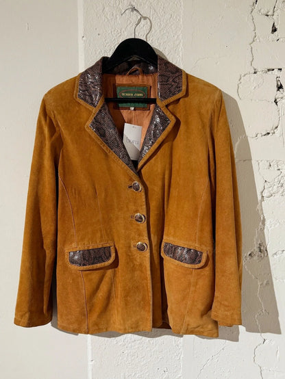 Jakke/blazer semsket skinn Cognac