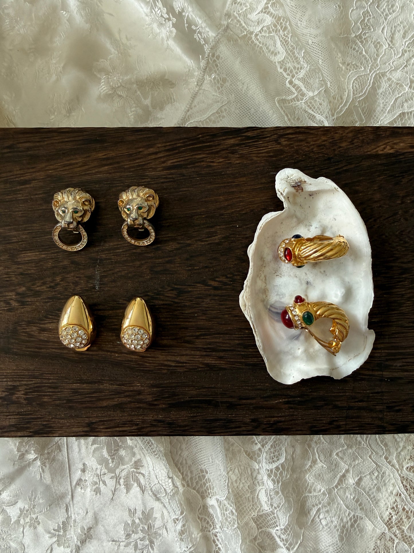 Øredobber gull med strass