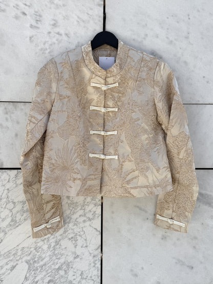 Jakke med mandarin knapper champagne jacquard