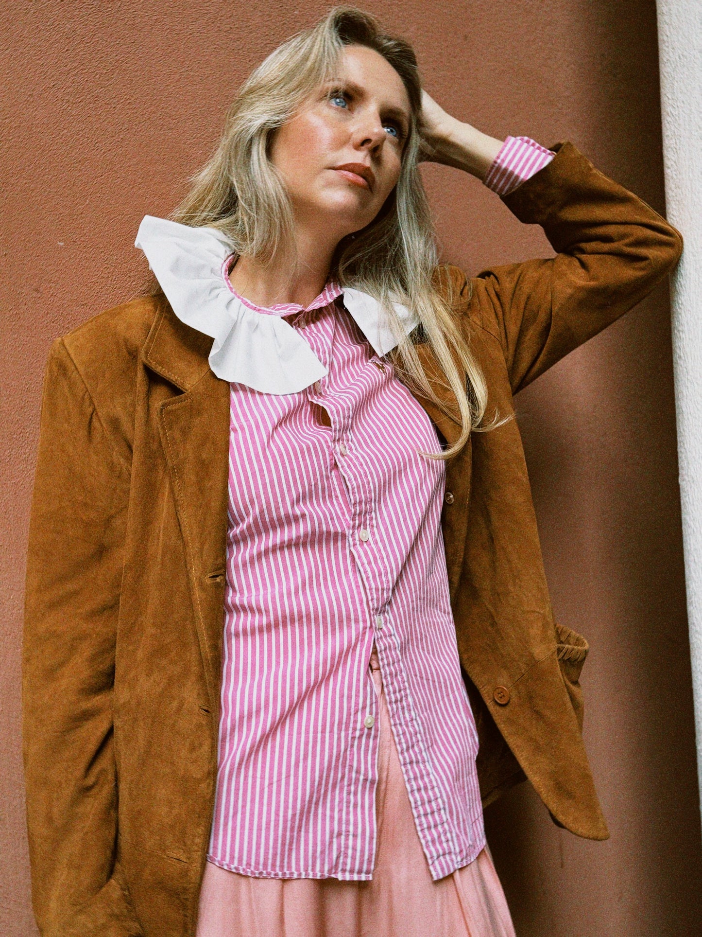 Jakke skinn semsket cognac