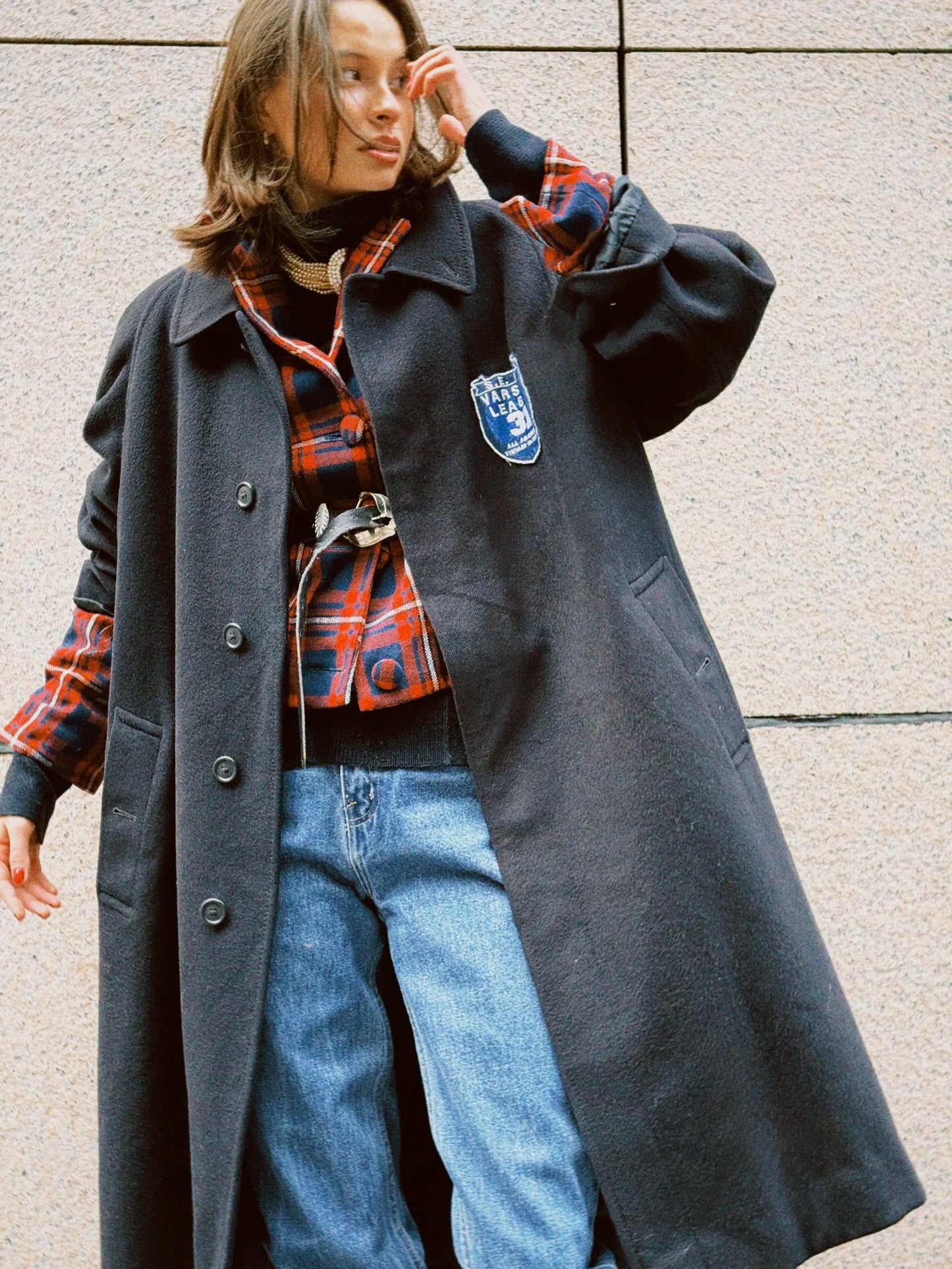 Frakk re-made Burberry mørk blå
