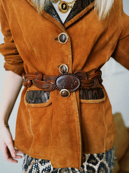 Jakke/blazer semsket skinn Cognac