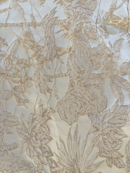 Jakke med mandarin knapper champagne jacquard