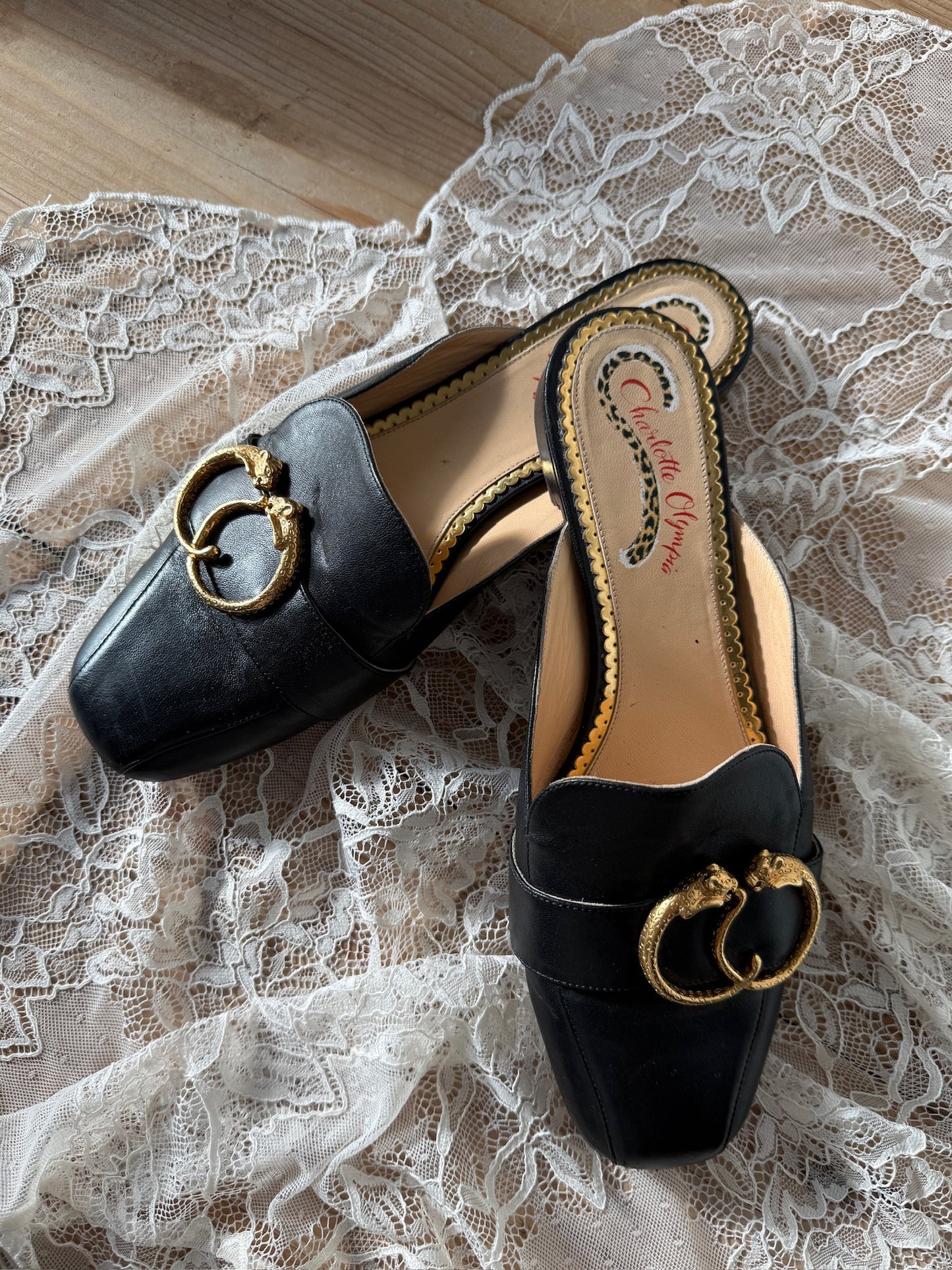 Charlotte Olympia Buckle Detail Mules