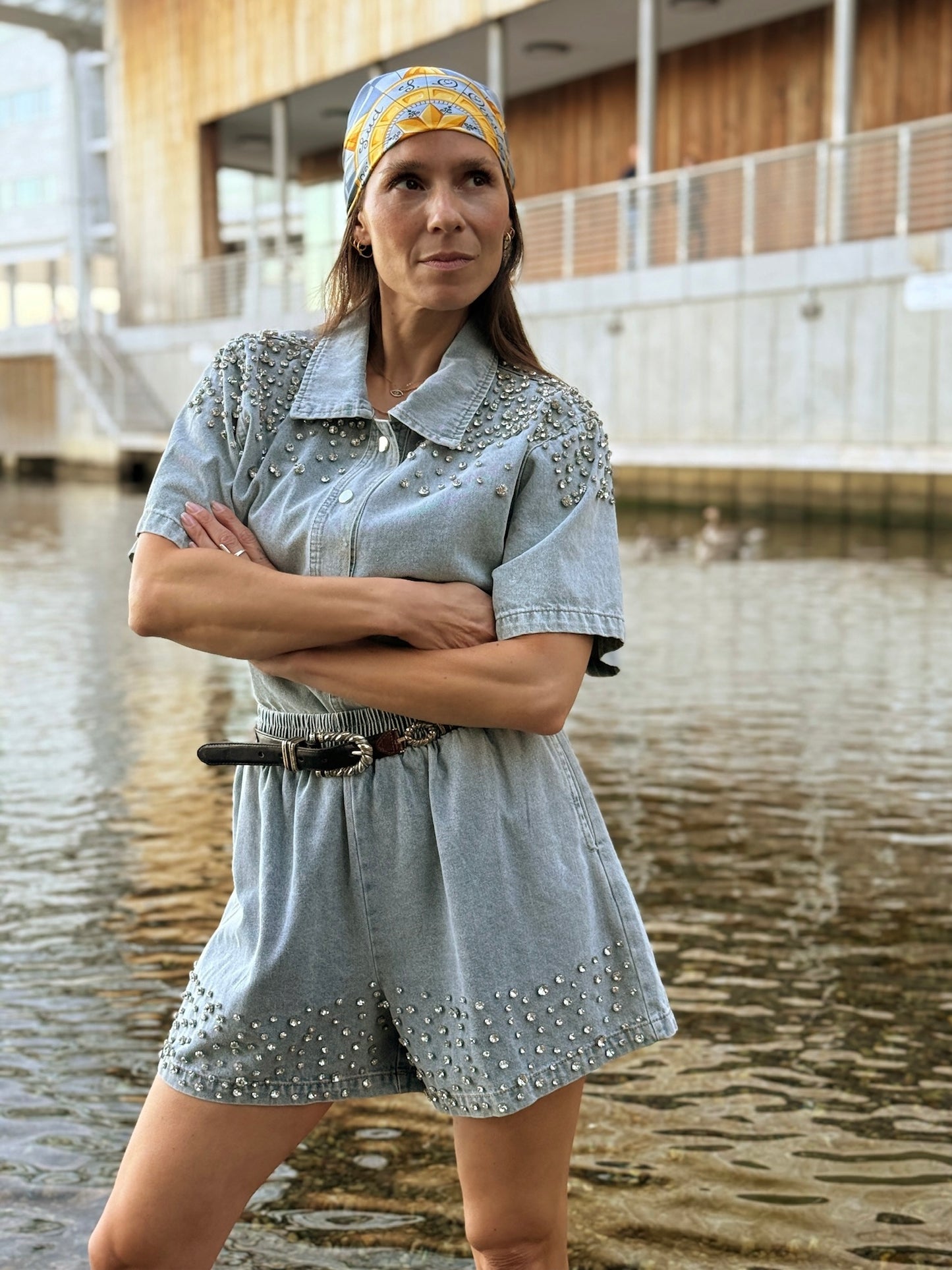 Sett shorts + topp denim