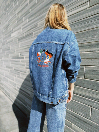 Jakke denim polo motiv