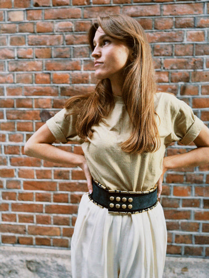 T-shirt beige army look