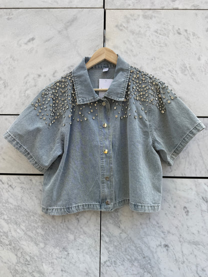 Sett shorts + topp denim