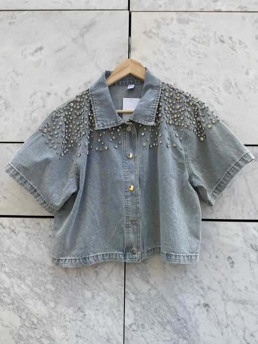 Sett shorts + topp denim