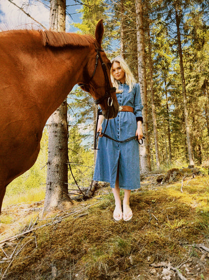 Kjole denim med fløyel