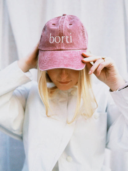 Borti caps "vintage" burgunder/hvit logo