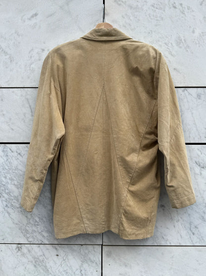 Jakke beige semsket skinn oversized