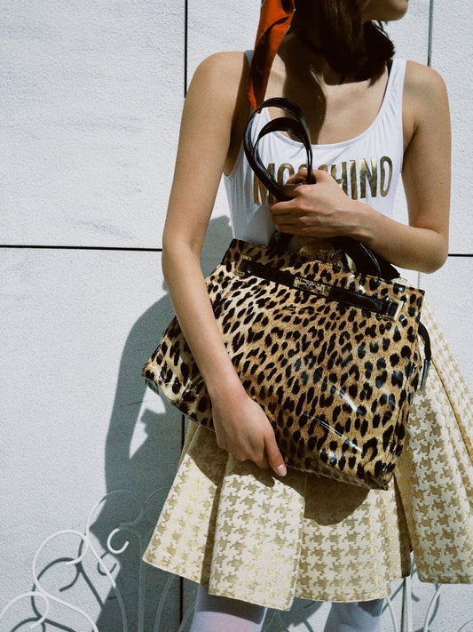 Veske vintage lakk leopard