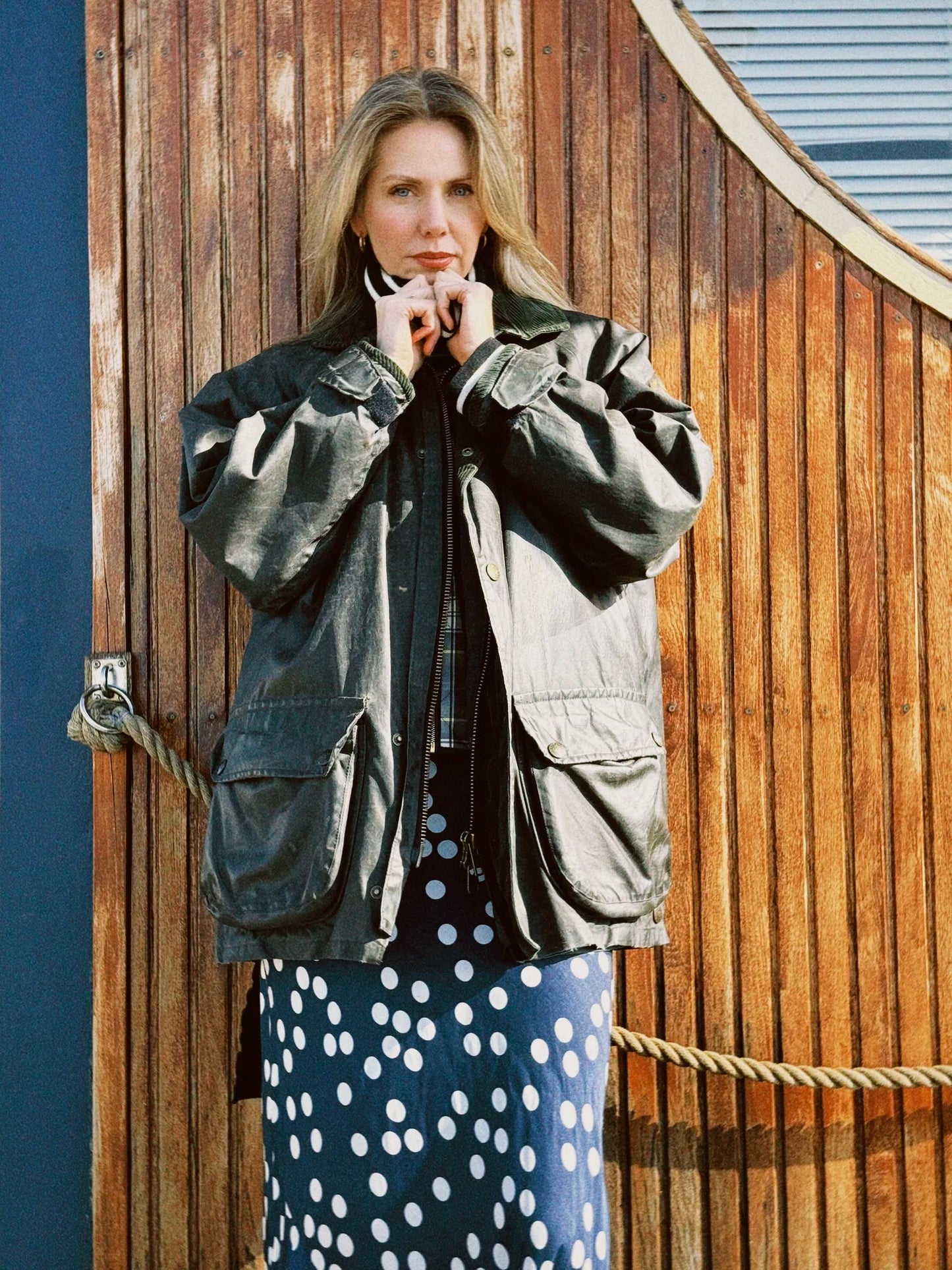 Jakke oilskin mørk grønn Henri Lloyd