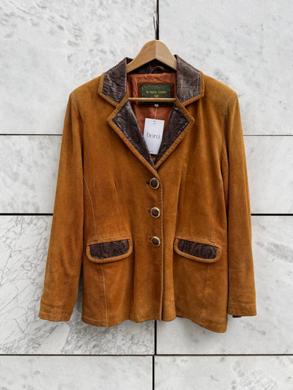 Jakke/blazer semsket skinn Cognac