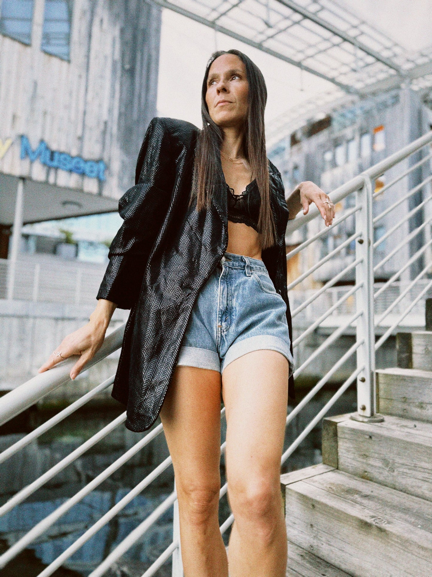 Blazer sort med shimmer