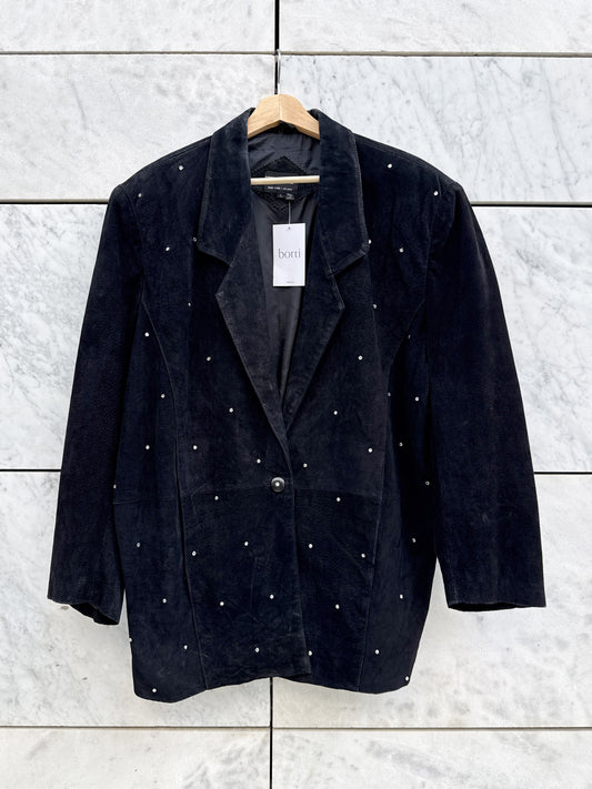 Jakke semsket skinn med strass
