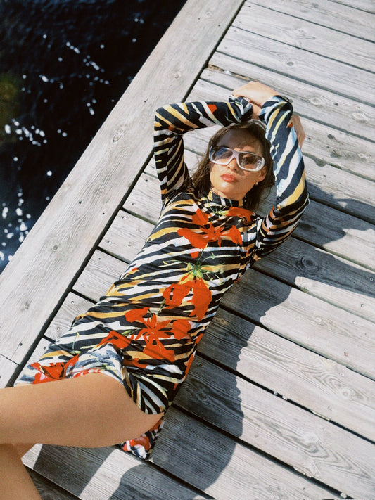 Kjole zebra/blomster Versace jeans couture