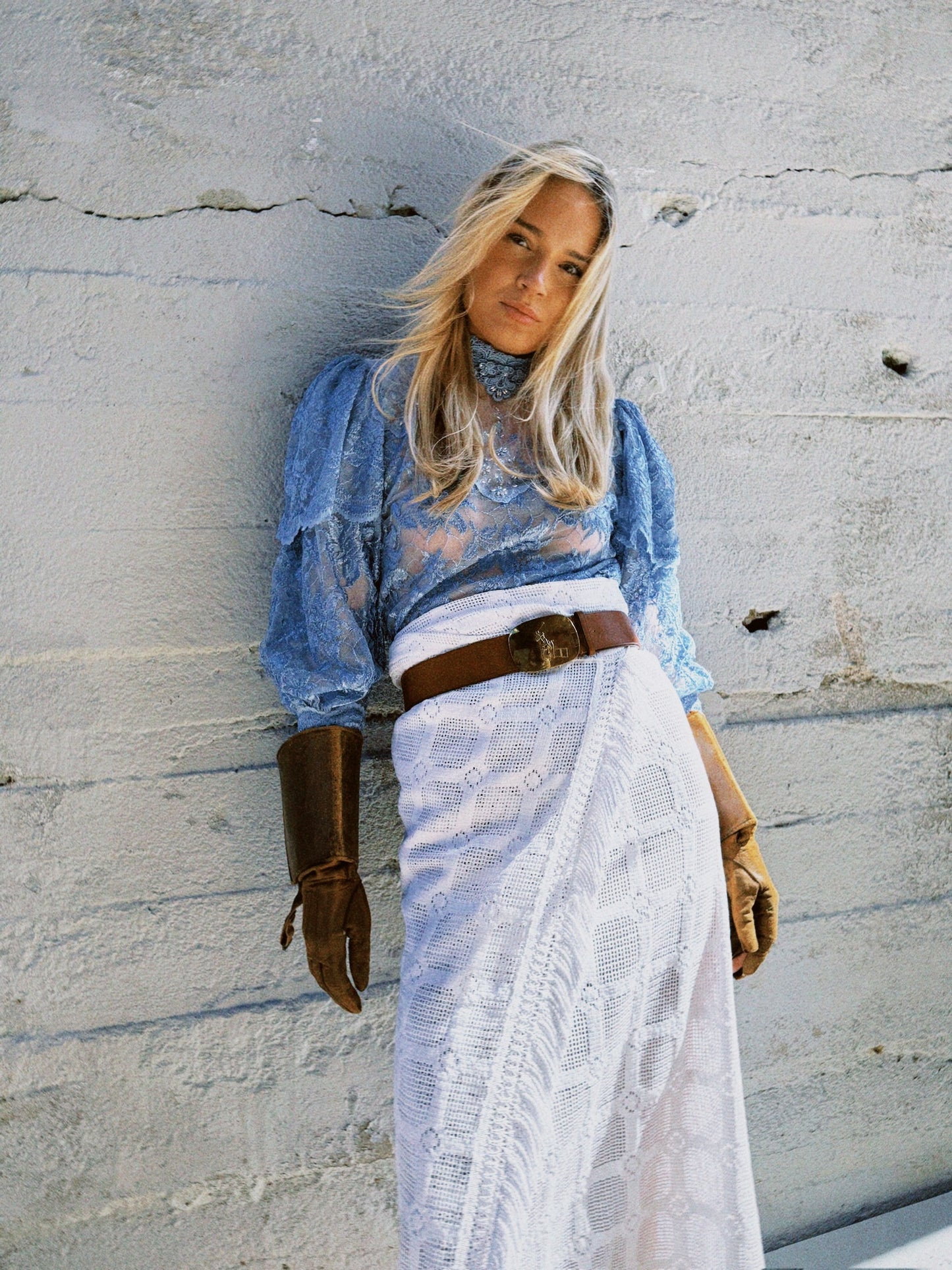 Bluse blonde dueblå