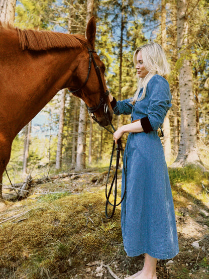 Kjole denim med fløyel
